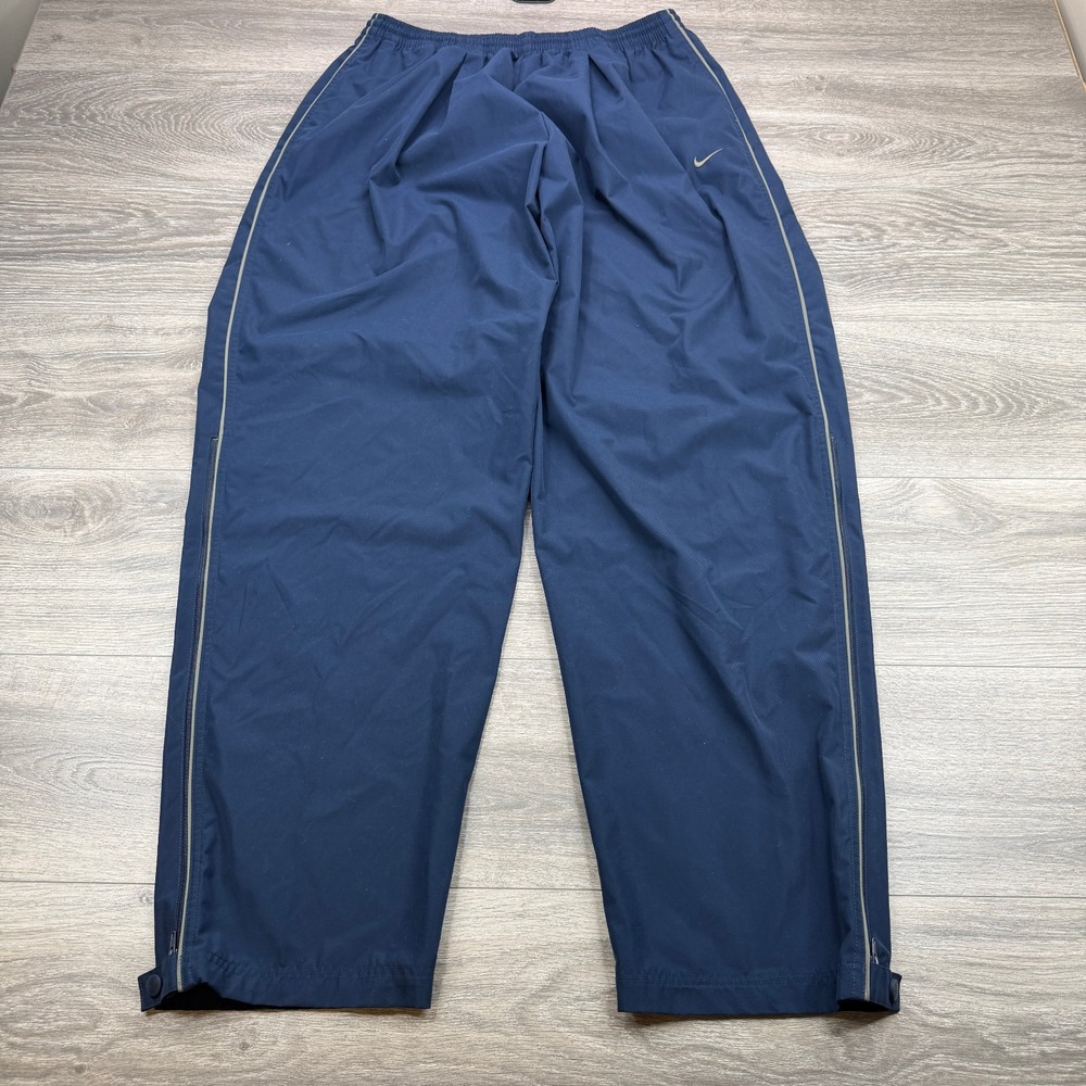 Vintage Nike Track Pants Mens XL Navy Blue Baggy Ankle Zip Windbreaker Golf Y2K